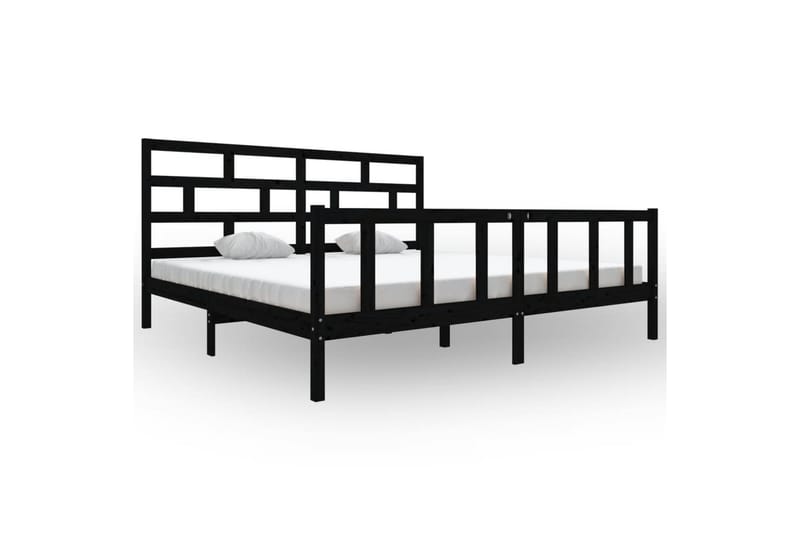 Sängynrunko musta täysi mänty 200x200 cm - Musta - Huonekalut - Sänky - Sänkykehikot & sängynrungot