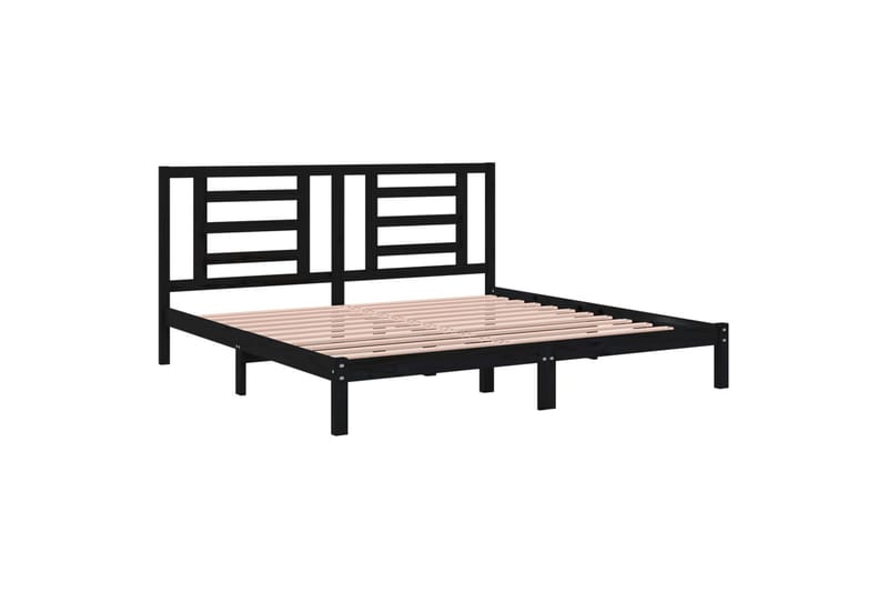 Sängynrunko musta täysi mänty 200x200 cm - Musta - Huonekalut - Sänky - Sänkykehikot & sängynrungot