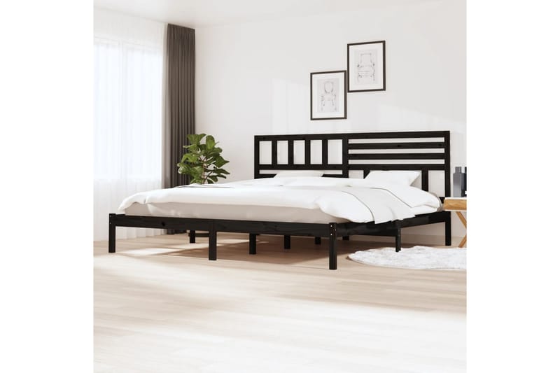 Sängynrunko musta täysi mänty 200x200 cm - Musta - Huonekalut - Sänky - Sänkykehikot & sängynrungot