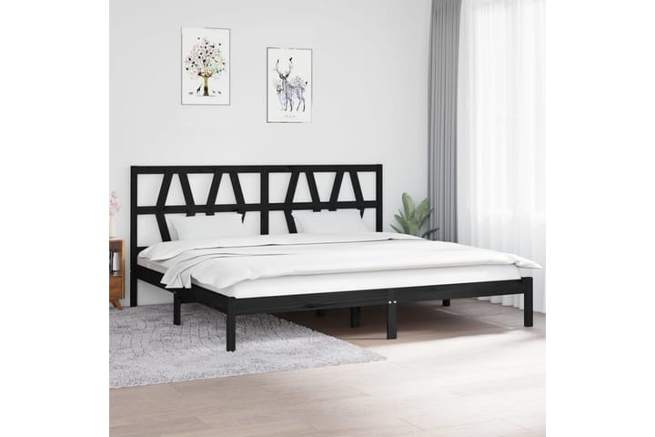 Sängynrunko musta täysi mänty 200x200 cm - Musta - Sänkykehikot & sängynrungot