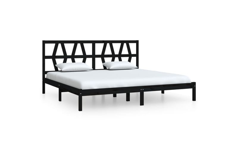 Sängynrunko musta täysi mänty 200x200 cm - Musta - Huonekalut - Sänky - Sänkykehikot & sängynrungot