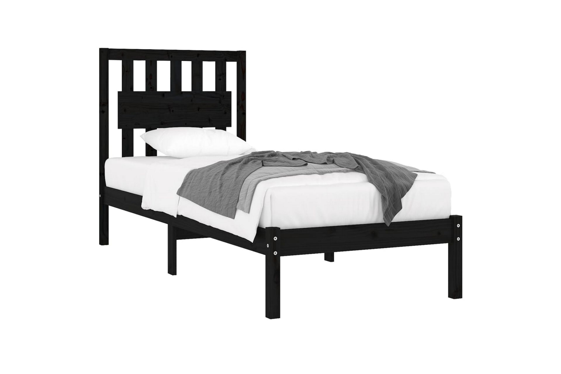Sängynrunko musta täysi mänty 75x190 cm 2FT6 Small Single - Musta - Huonekalut - Sänky - Sänkykehikot & sängynrungot