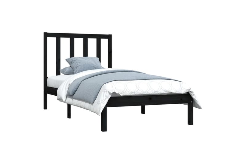 Sängynrunko musta täysi mänty 75x190 cm 2FT6 Small Single - Musta - Huonekalut - Sänky - Sänkykehikot & sängynrungot