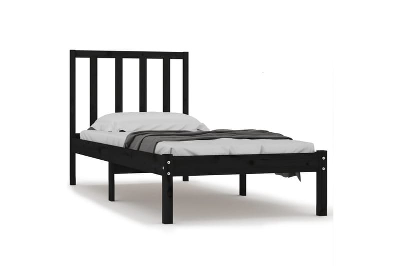 Sängynrunko musta täysi mänty 75x190 cm 2FT6 Small Single - Musta - Huonekalut - Sänky - Sänkykehikot & sängynrungot