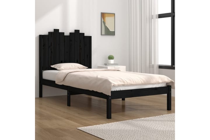 Sängynrunko musta täysi mänty 90x190 cm 3FT Single - Musta - Sänkykehikot & sängynrungot