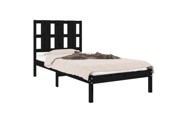 Sängynrunko musta täysi mänty 90x200 cm - Musta - Sänkykehikot & sängynrungot