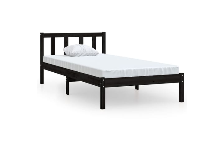 Sängynrunko musta täysi mänty 90x200 cm - Sänkykehikot & sängynrungot
