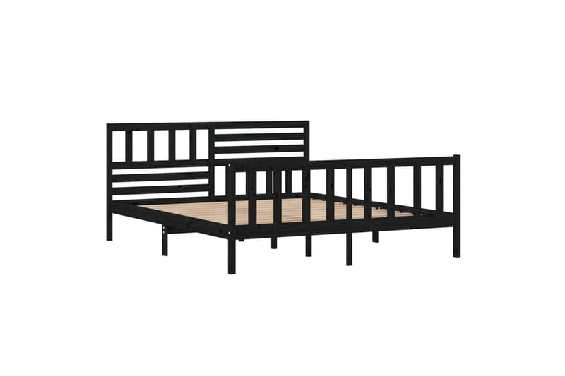 Sängynrunko musta täysi puu 140x190 cm - Musta - Huonekalut - Sänky - Sänkykehikot & sängynrungot