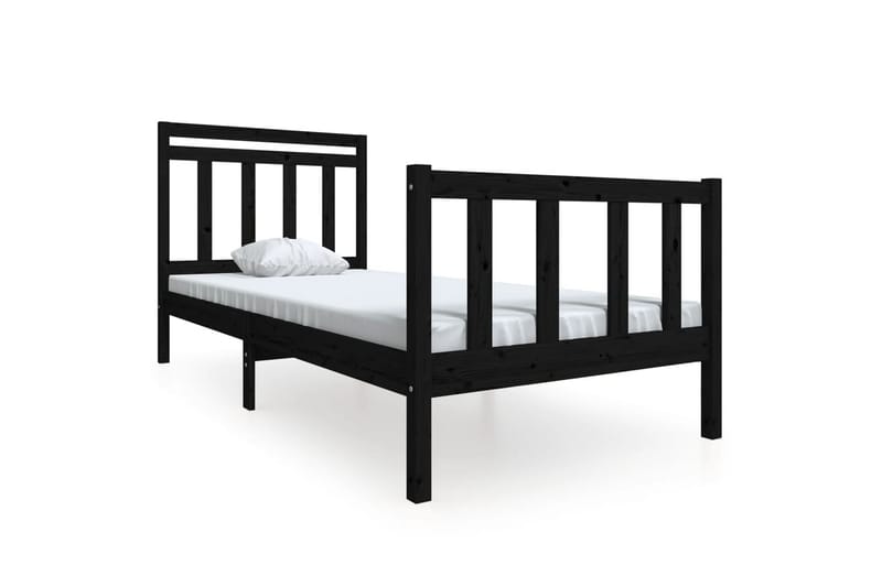 Sängynrunko musta täysi puu 100x200 cm - Musta - Huonekalut - Sänky - Sänkykehikot & sängynrungot