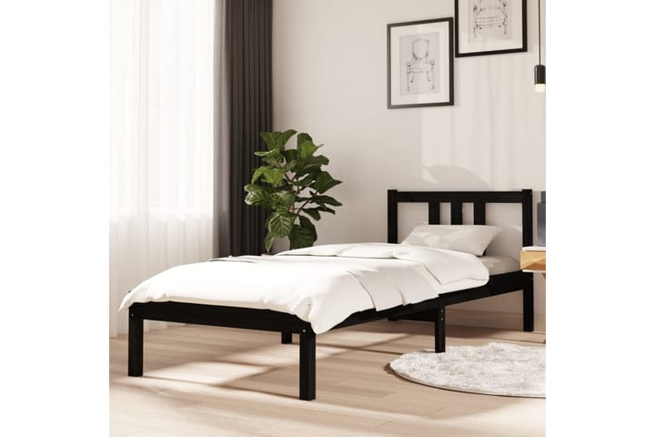 Sängynrunko musta täysi puu 75x190 cm 2FT6 Small Single - Musta - Sänkykehikot & sängynrungot