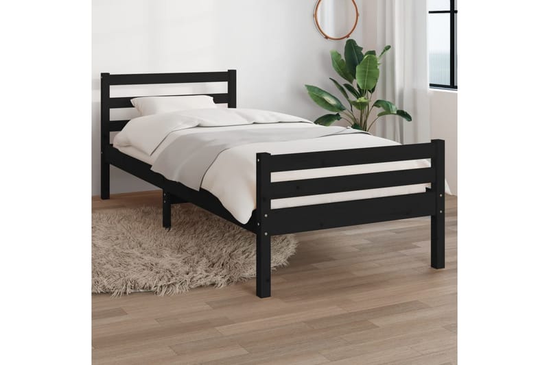 Sängynrunko musta täysi puu 90x200 cm - Musta - Huonekalut - Sänky - Sänkykehikot & sängynrungot