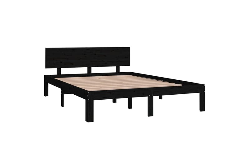 Sängynrunko musta täysi puu 150x200 cm 5FT King Size - Musta - Huonekalut - Sänky - Sänkykehikot & sängynrungot