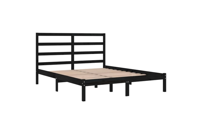 Sängynrunko musta täysi puu 150x200 cm 5FT King Size - Musta - Huonekalut - Sänky - Sänkykehikot & sängynrungot