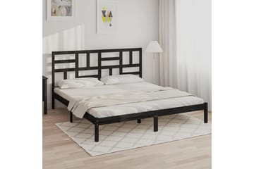 Sängynrunko musta täysi puu 200x200 cm - Musta - Huonekalut - Sänky - Sänkykehikot & sängynrungot