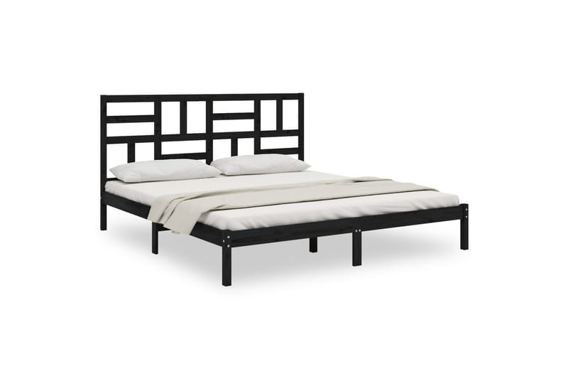 Sängynrunko musta täysi puu 200x200 cm - Musta - Huonekalut - Sänky - Sänkykehikot & sängynrungot
