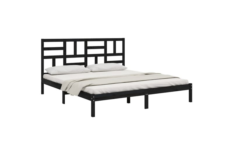 Sängynrunko musta täysi puu 200x200 cm - Musta - Huonekalut - Sänky - Sänkykehikot & sängynrungot