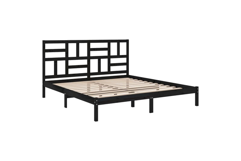 Sängynrunko musta täysi puu 200x200 cm - Musta - Huonekalut - Sänky - Sänkykehikot & sängynrungot