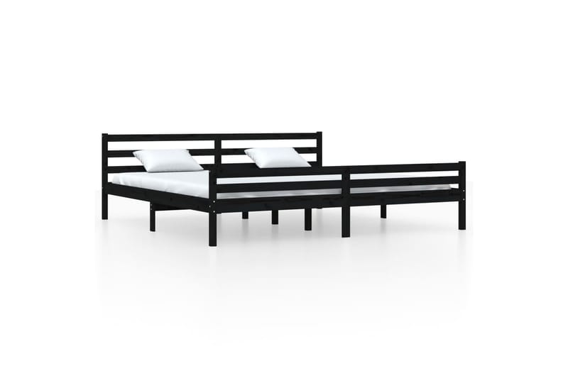 Sängynrunko musta täysi puu 200x200 cm - Musta - Huonekalut - Sänky - Sänkykehikot & sängynrungot