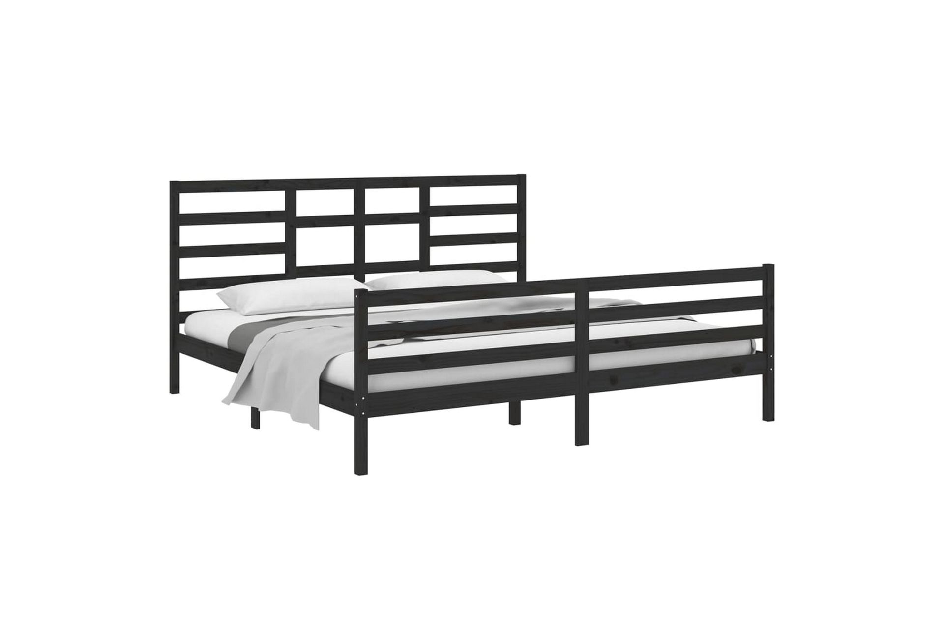 Sängynrunko musta täysi puu 200x200 cm - Musta - Huonekalut - Sänky - Sänkykehikot & sängynrungot