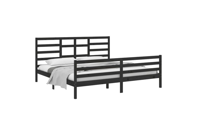 Sängynrunko musta täysi puu 200x200 cm - Musta - Huonekalut - Sänky - Sänkykehikot & sängynrungot