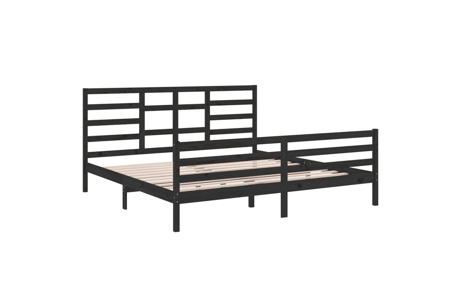 Sängynrunko musta täysi puu 200x200 cm - Musta - Huonekalut - Sänky - Sänkykehikot & sängynrungot