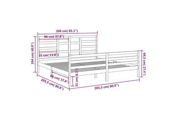 Sängynrunko musta täysi puu 200x200 cm - Musta - Huonekalut - Sänky - Sänkykehikot & sängynrungot