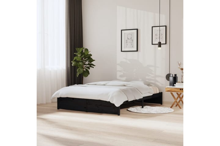 Sängynrunko musta täysi puu 150x200 cm 5FT King Size - Musta - Sänkykehikot & sängynrungot