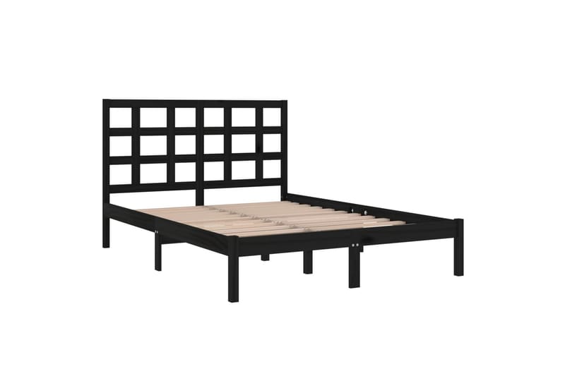 Sängynrunko musta täysi puu 150x200 cm 5FT King Size - Musta - Huonekalut - Sänky - Sänkykehikot & sängynrungot
