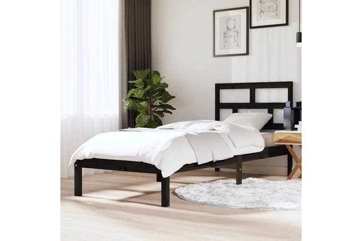 Sängynrunko musta täysi puu 75x190 cm 2FT6 Small Single - Musta - Sänkykehikot & sängynrungot