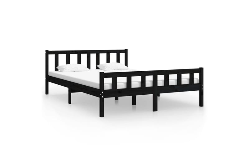 Sängynrunko musta täysi puu 150x200 cm 5FT King Size - Musta - Huonekalut - Sänky - Sänkykehikot & sängynrungot