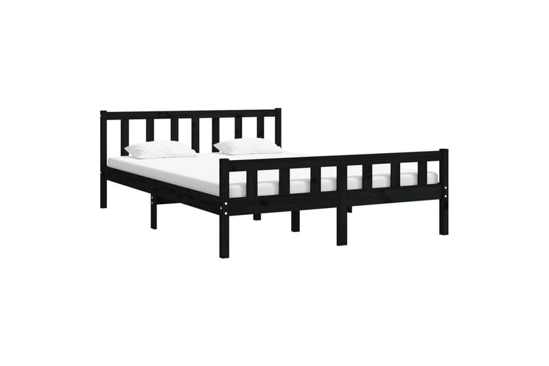 Sängynrunko musta täysi puu 150x200 cm 5FT King Size - Musta - Huonekalut - Sänky - Sänkykehikot & sängynrungot