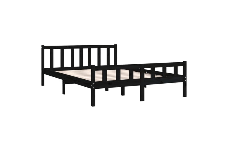 Sängynrunko musta täysi puu 150x200 cm 5FT King Size - Musta - Huonekalut - Sänky - Sänkykehikot & sängynrungot