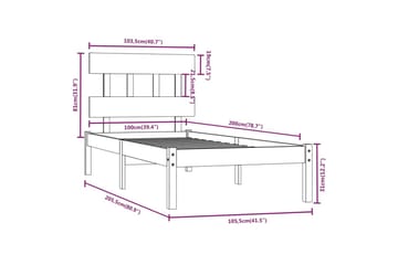 Sängynrunko musta täysi puu 100x200 cm - Musta - Huonekalut - Sänky - Sänkykehikot & sängynrungot