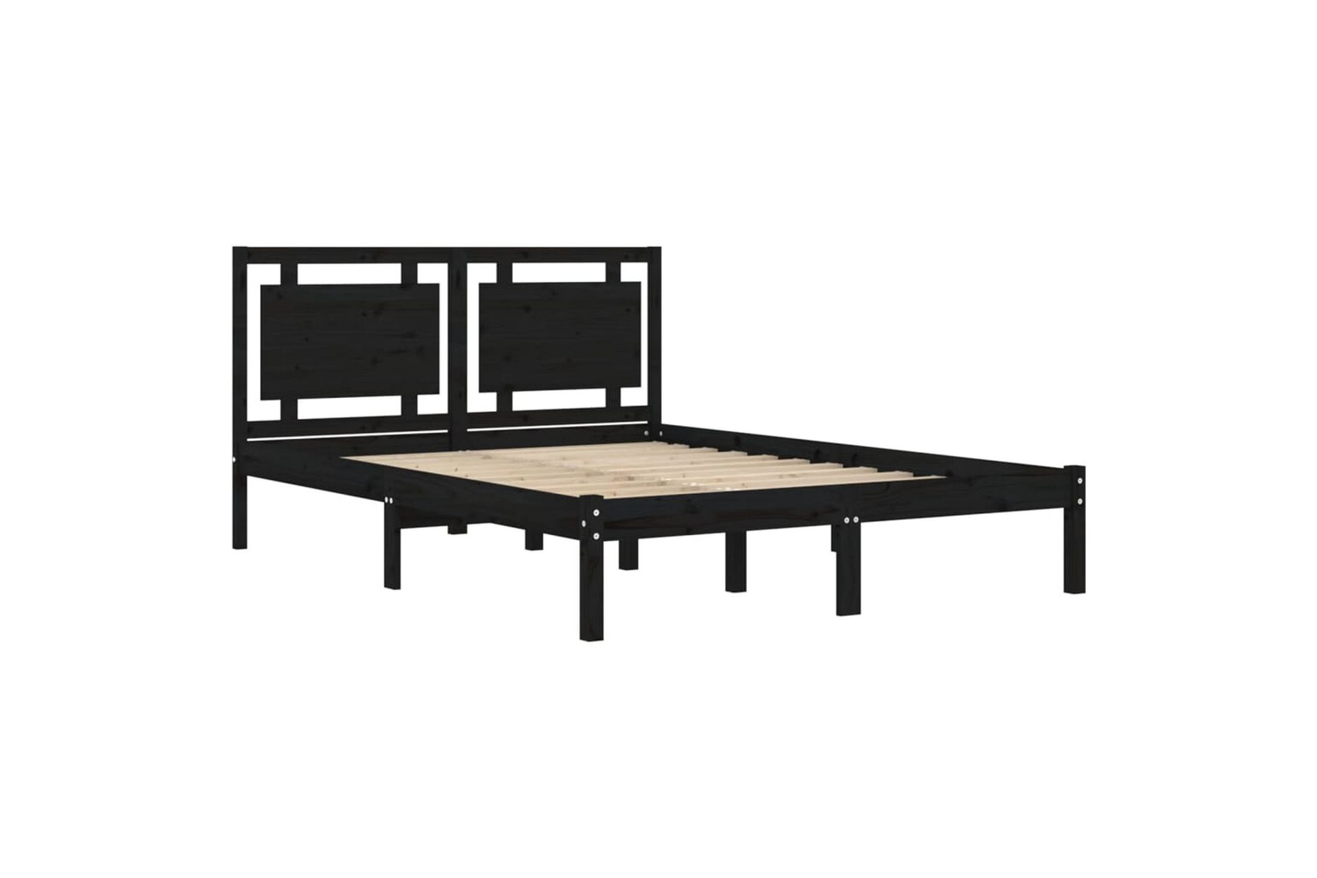 Sängynrunko musta täysi puu 200x200 cm - Musta - Huonekalut - Sänky - Sänkykehikot & sängynrungot