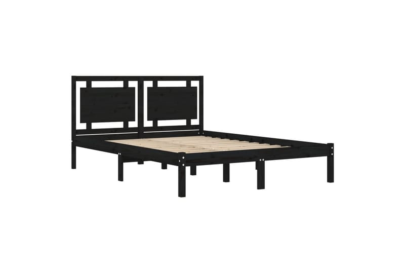 Sängynrunko musta täysi puu 200x200 cm - Musta - Huonekalut - Sänky - Sänkykehikot & sängynrungot