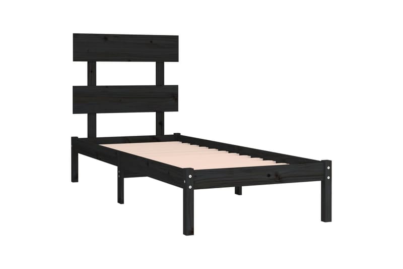 Sängynrunko musta täysi puu 100x200 cm - Musta - Huonekalut - Sänky - Sänkykehikot & sängynrungot