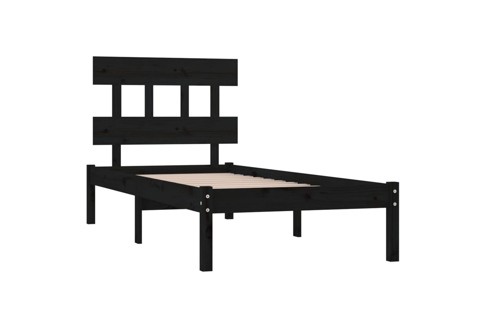 Sängynrunko musta täysi puu 100x200 cm - Musta - Huonekalut - Sänky - Sänkykehikot & sängynrungot