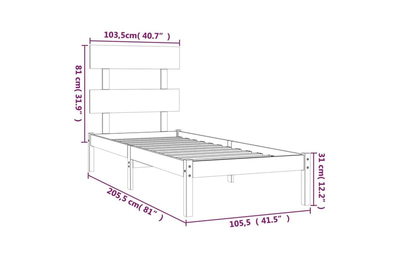 Sängynrunko musta täysi puu 100x200 cm - Musta - Sänkykehikot & sängynrungot