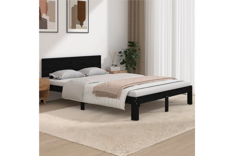 Sängynrunko musta täysi puu 150x200 cm 5FT King Size - Musta - Huonekalut - Sänky - Sänkykehikot & sängynrungot