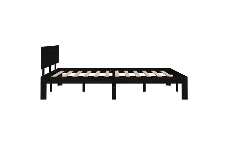 Sängynrunko musta täysi puu 150x200 cm 5FT King Size - Musta - Huonekalut - Sänky - Sänkykehikot & sängynrungot