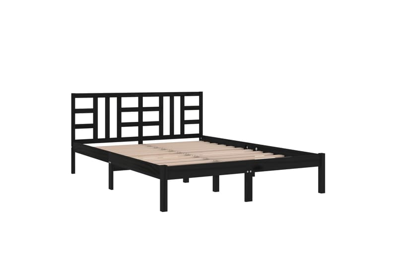 Sängynrunko musta täysi puu 140x190 cm - Musta - Huonekalut - Sänky - Sänkykehikot & sängynrungot