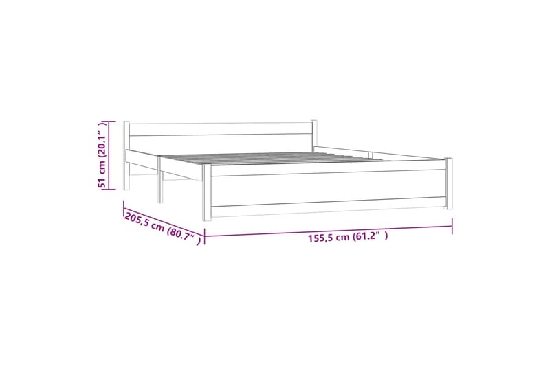 Sängynrunko musta täysi puu 150x200 cm 5FT King Size - Musta - Sänkykehikot & sängynrungot