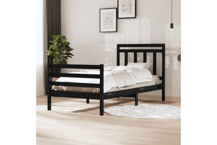 Sängynrunko musta täysi puu 100x200 cm - Musta - Sänkykehikot & sängynrungot