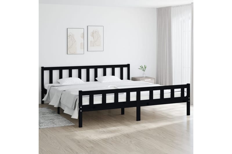 Sängynrunko musta täysi puu 160x200 cm - Musta - Huonekalut - Sänky - Sänkykehikot & sängynrungot