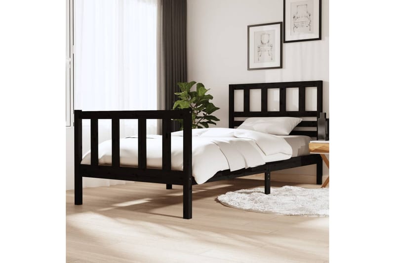Sängynrunko musta täysi puu 100x200 cm - Musta - Huonekalut - Sänky - Sänkykehikot & sängynrungot