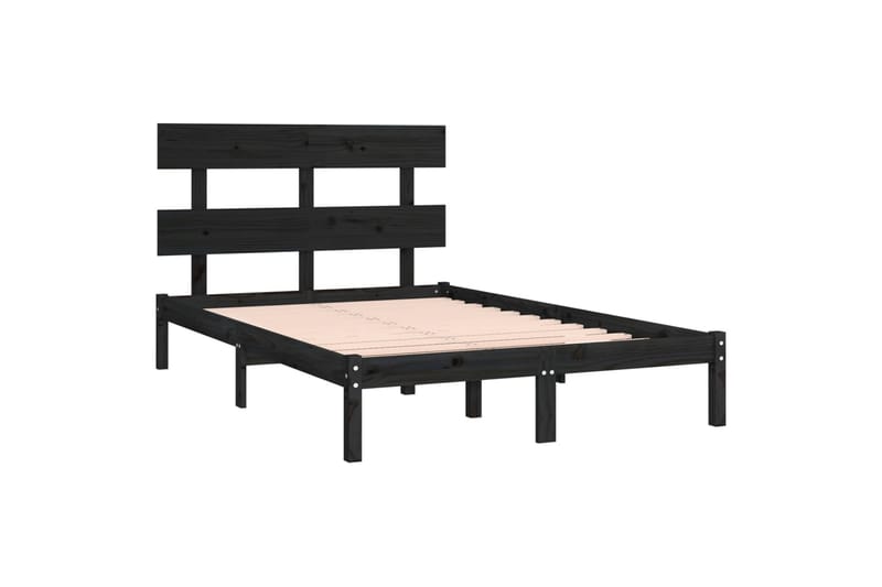 Sängynrunko musta täysi puu 200x200 cm - Musta - Huonekalut - Sänky - Sänkykehikot & sängynrungot