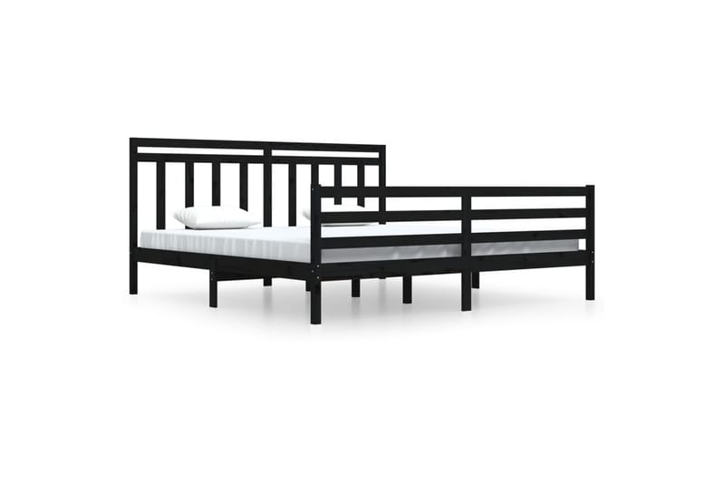 Sängynrunko musta täysi puu 200x200 cm - Musta - Huonekalut - Sänky - Sänkykehikot & sängynrungot
