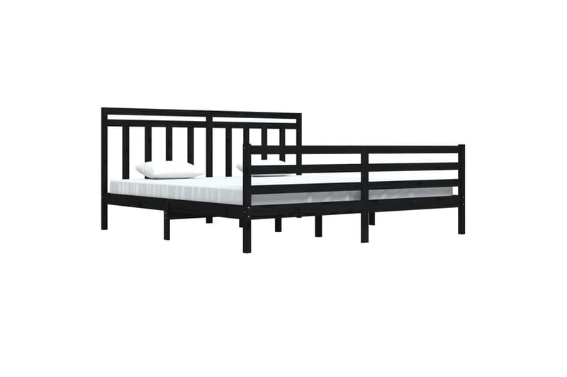 Sängynrunko musta täysi puu 200x200 cm - Musta - Huonekalut - Sänky - Sänkykehikot & sängynrungot
