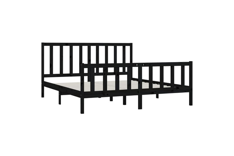 Sängynrunko musta täysi puu 200x200 cm - Musta - Huonekalut - Sänky - Sänkykehikot & sängynrungot