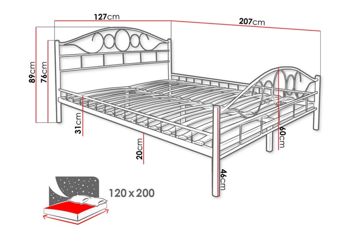 Sängynrunko NOREMI 120x200 - Sänkykehikot & sängynrungot